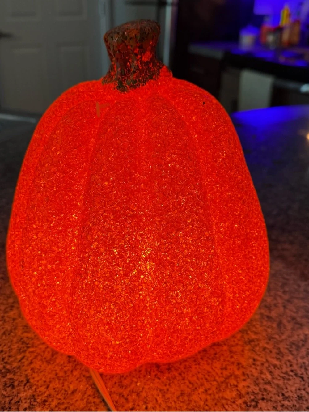 Seasons Lighted Sparkling Pumpkin Jack O Lantern Halloween Decor EVA 10”